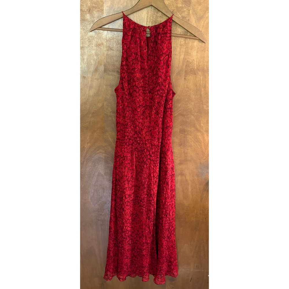 Vintage 100% Silk Red Maxi Slip Dress Fairy Y2K Asymmetrical Mcbling Snake Print - Picture 3 of 15